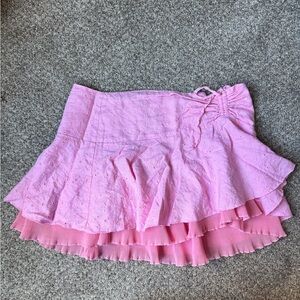 Buckle Pink Layered Mini Skirt